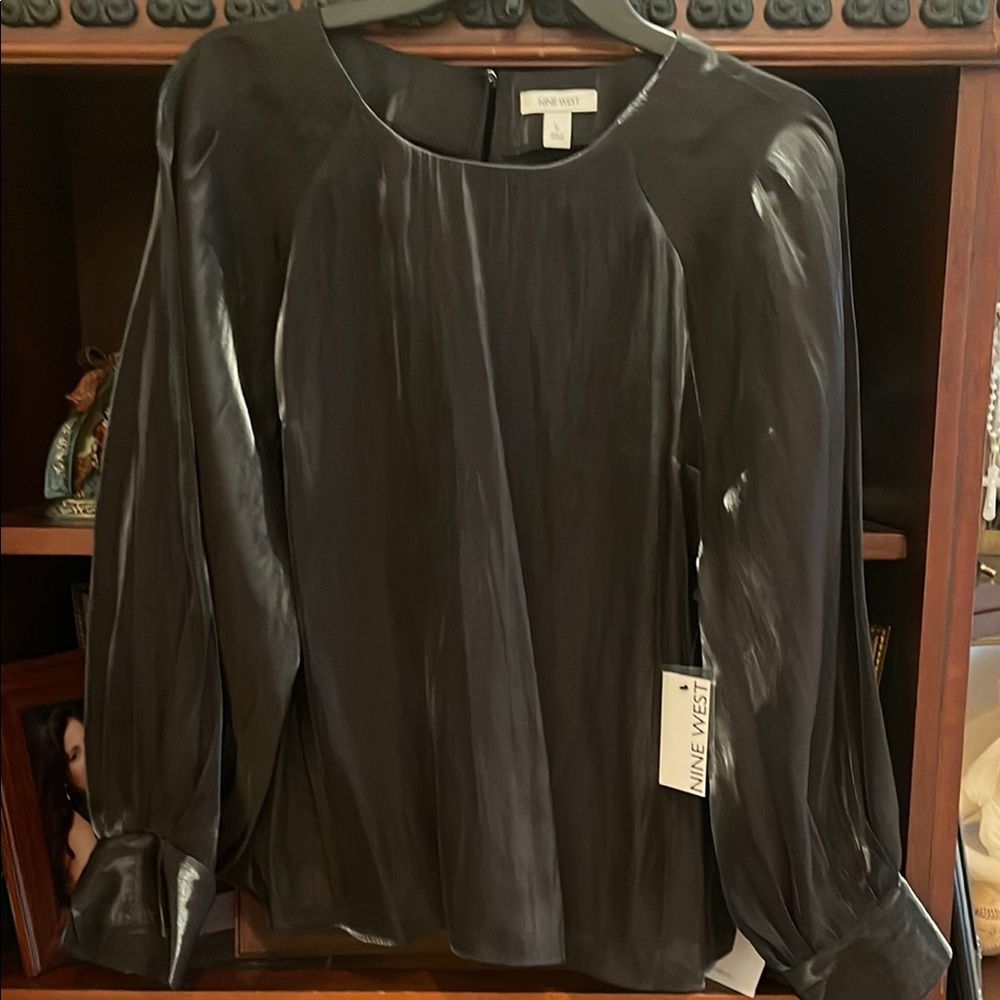 Nine West Black Satin Blouse